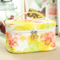 Pu makeup bag travel storage pouch with top handle