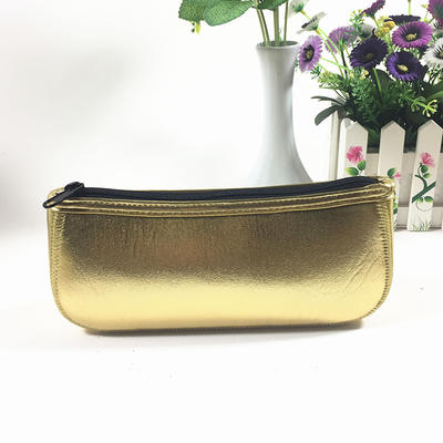 Custom pencil case with zipper in gold neoprene for stationary collection