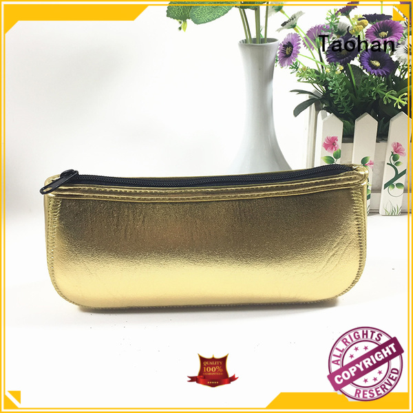 Custom pencil case with zipper in gold neoprene for stationary collection