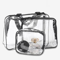 Clear plastic pvc handle cosmetic bags