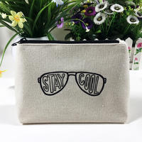 Natural cotton canvas make-up pouch with zipper