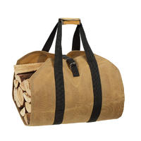 Custom Professional Design light brown wax cotton firewood handle bag