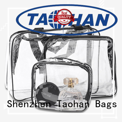 Taohan Brand handle luxury clear makeup cosmetic bag pvc